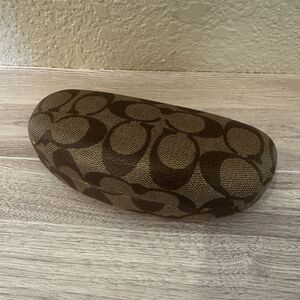 COACH Hard Shell Hinged Glass Eyeglass Sunglass Case Brown Tan Signature C